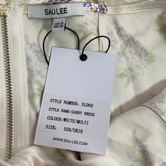 Sau Lee Gabby Floral White and Purple Slip Mini Dress Size 6 - Picture 7 of 8